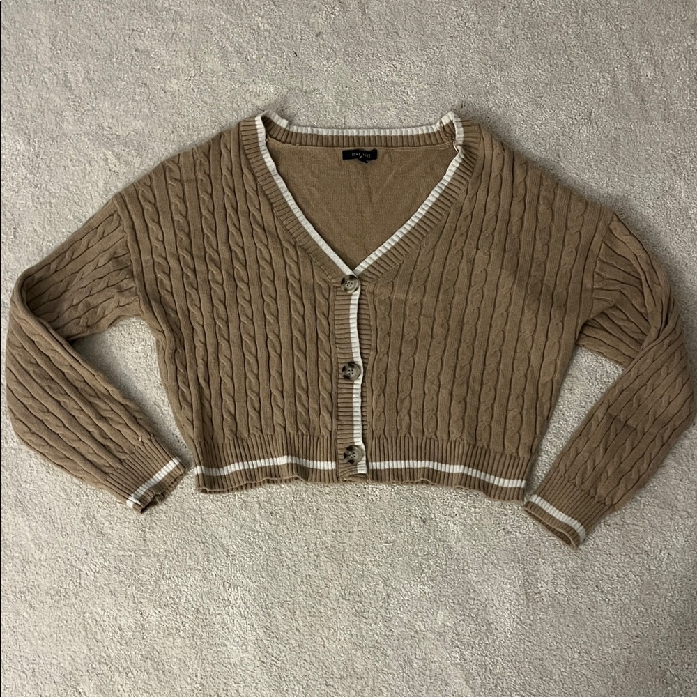 Love Tree Brown Cable Knit Cardigan